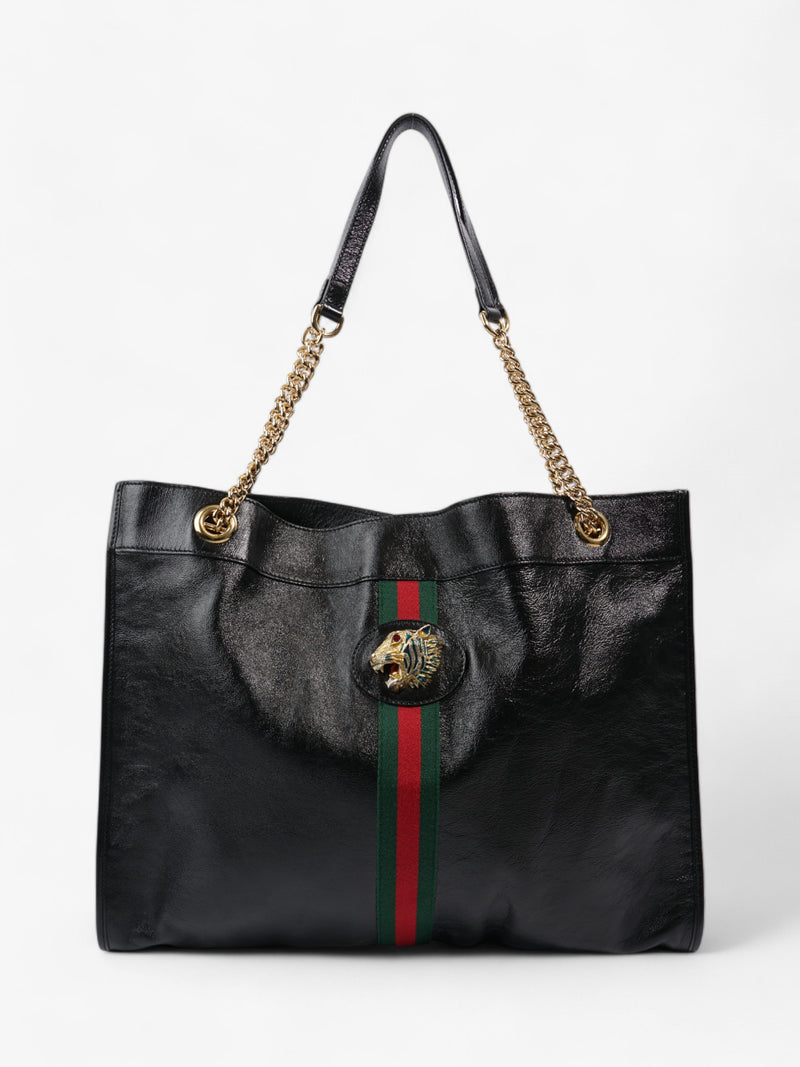  Gucci Rajah Chain Tote Black / Green / Red Leather Large