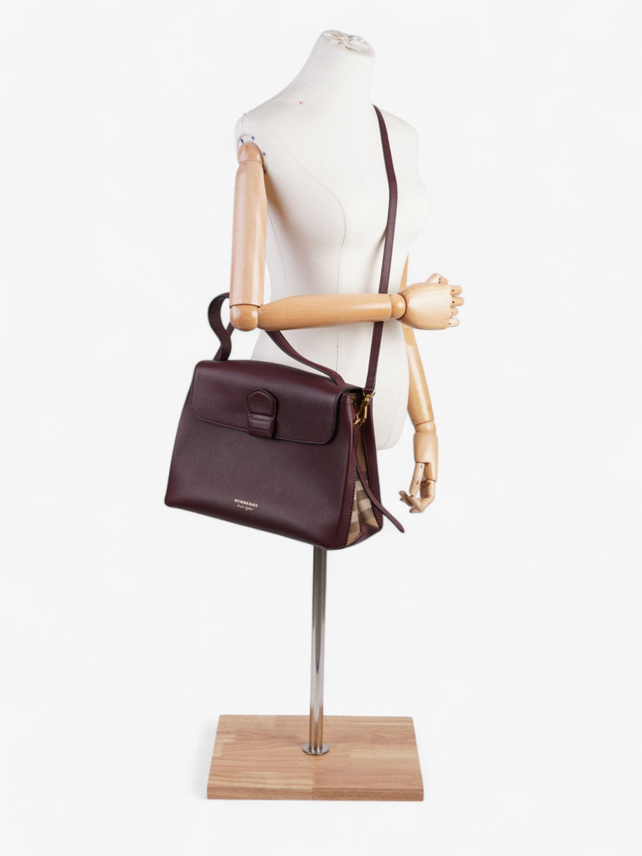 Burberry Camberley Burgundy / House Check Calfskin Leather Medium Image 2