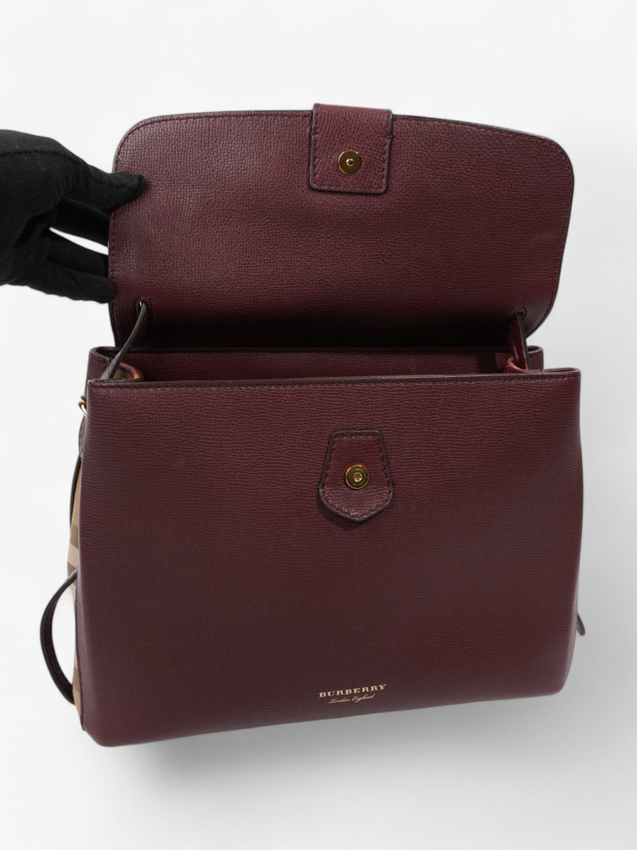 Burberry Camberley Burgundy / House Check Calfskin Leather Medium Image 8