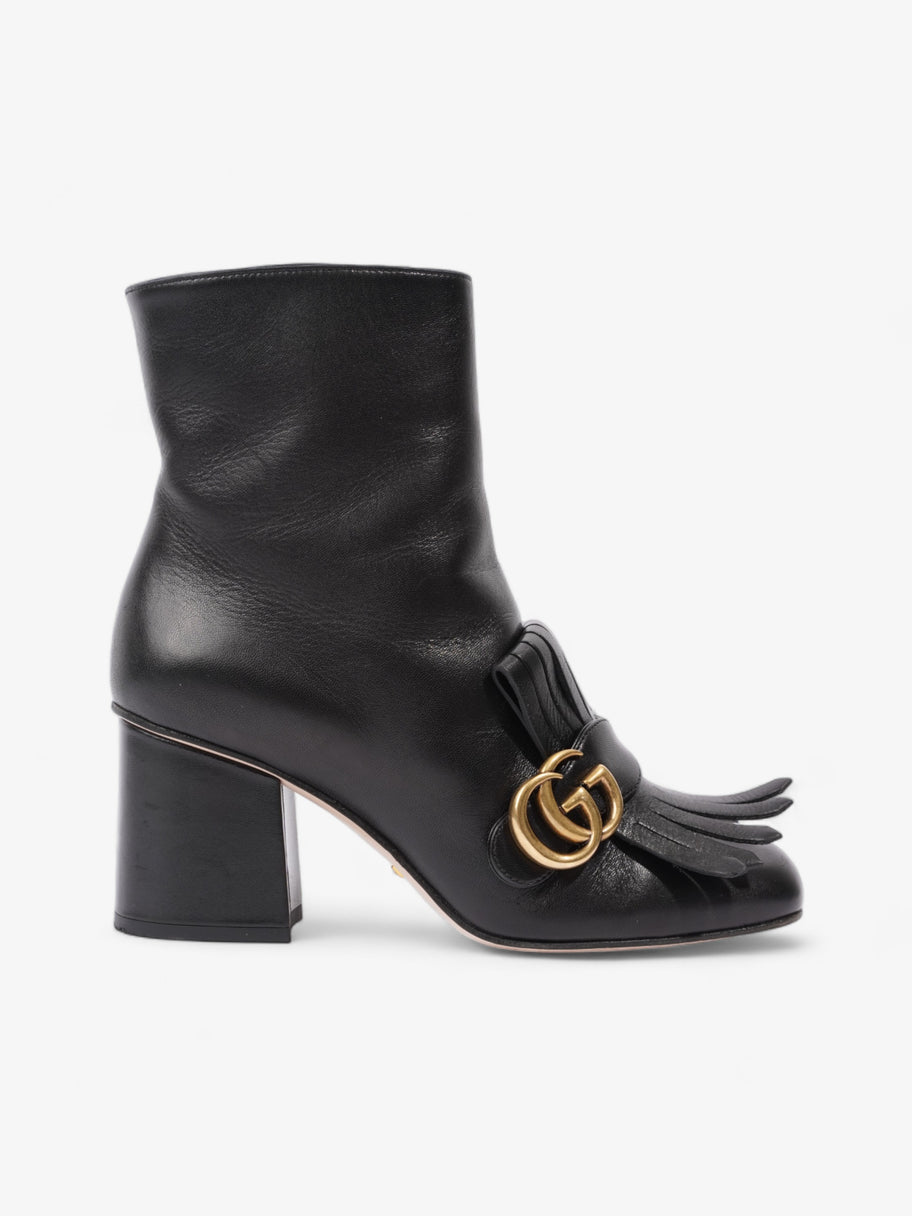 Gucci GG Marmont Fringe Block Heel 70mm Black Leather EU 37 UK 4 Image 1