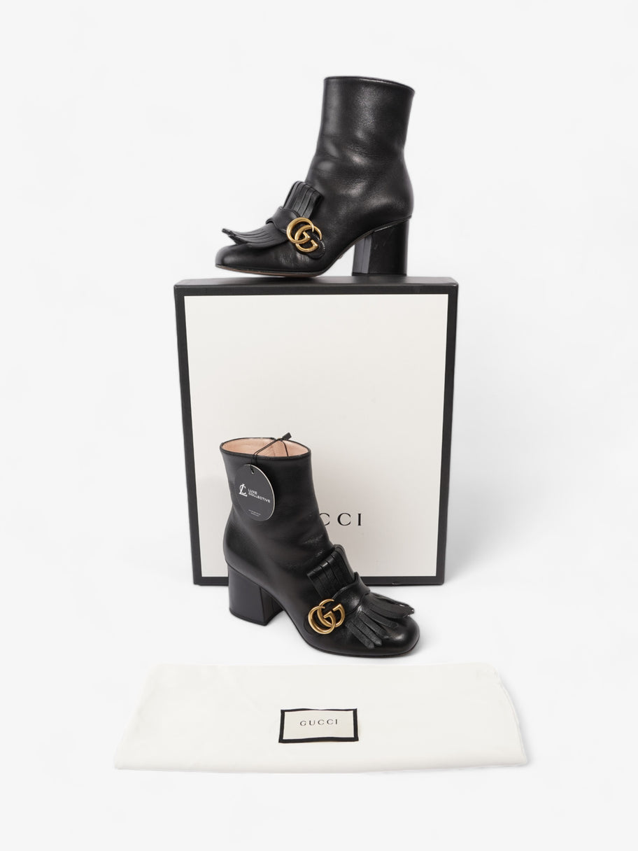 Gucci GG Marmont Fringe Block Heel 70mm Black Leather EU 37 UK 4 Image 11