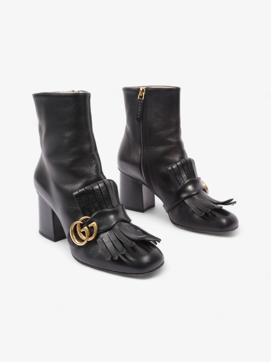 Gucci GG Marmont Fringe Block Heel 70mm Black Leather EU 37 UK 4 Image 2