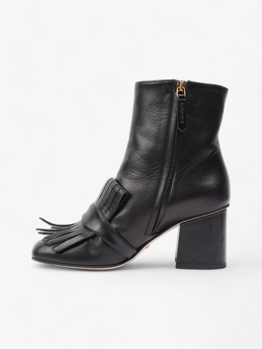 Gucci GG Marmont Fringe Block Heel 70mm Black Leather EU 37 UK 4 Image 3