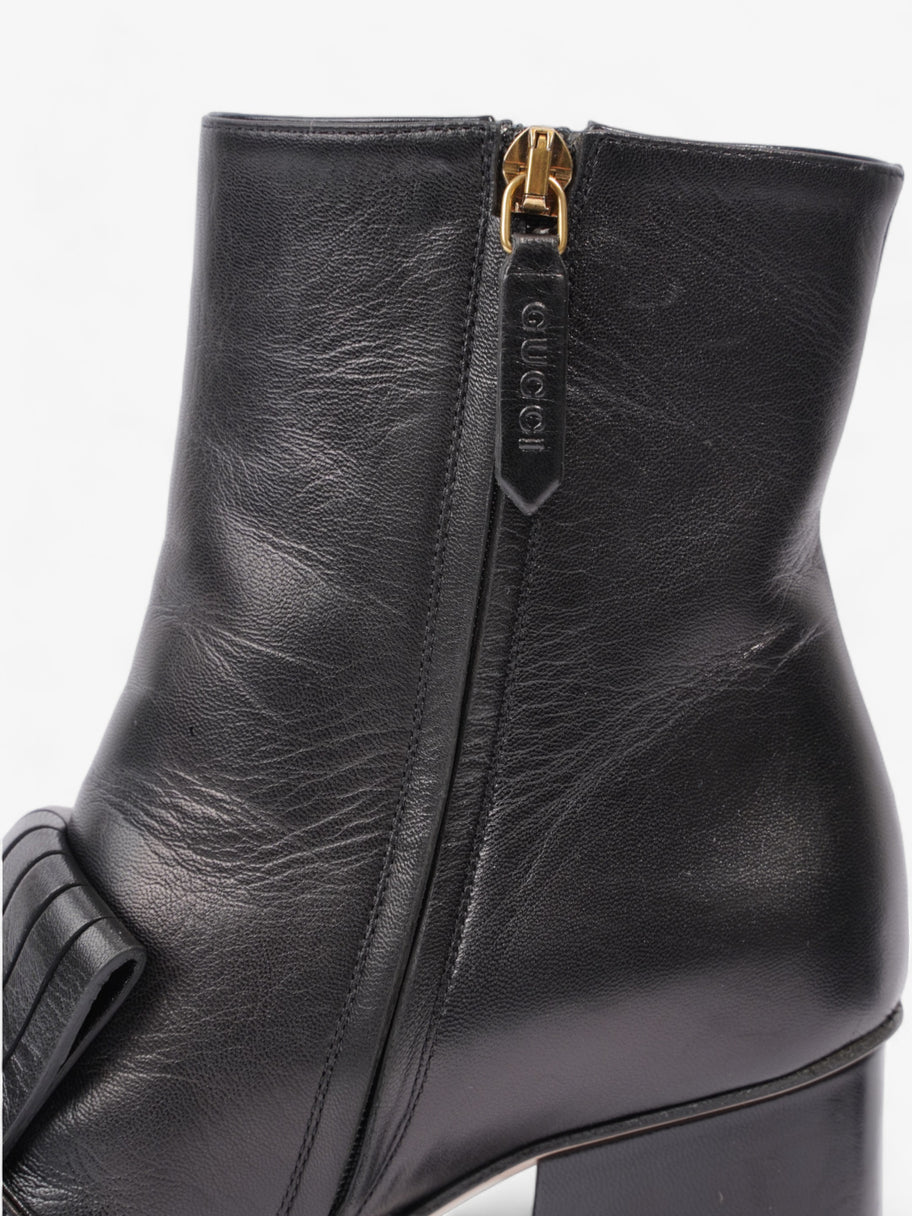 Gucci GG Marmont Fringe Block Heel 70mm Black Leather EU 37 UK 4 Image 9