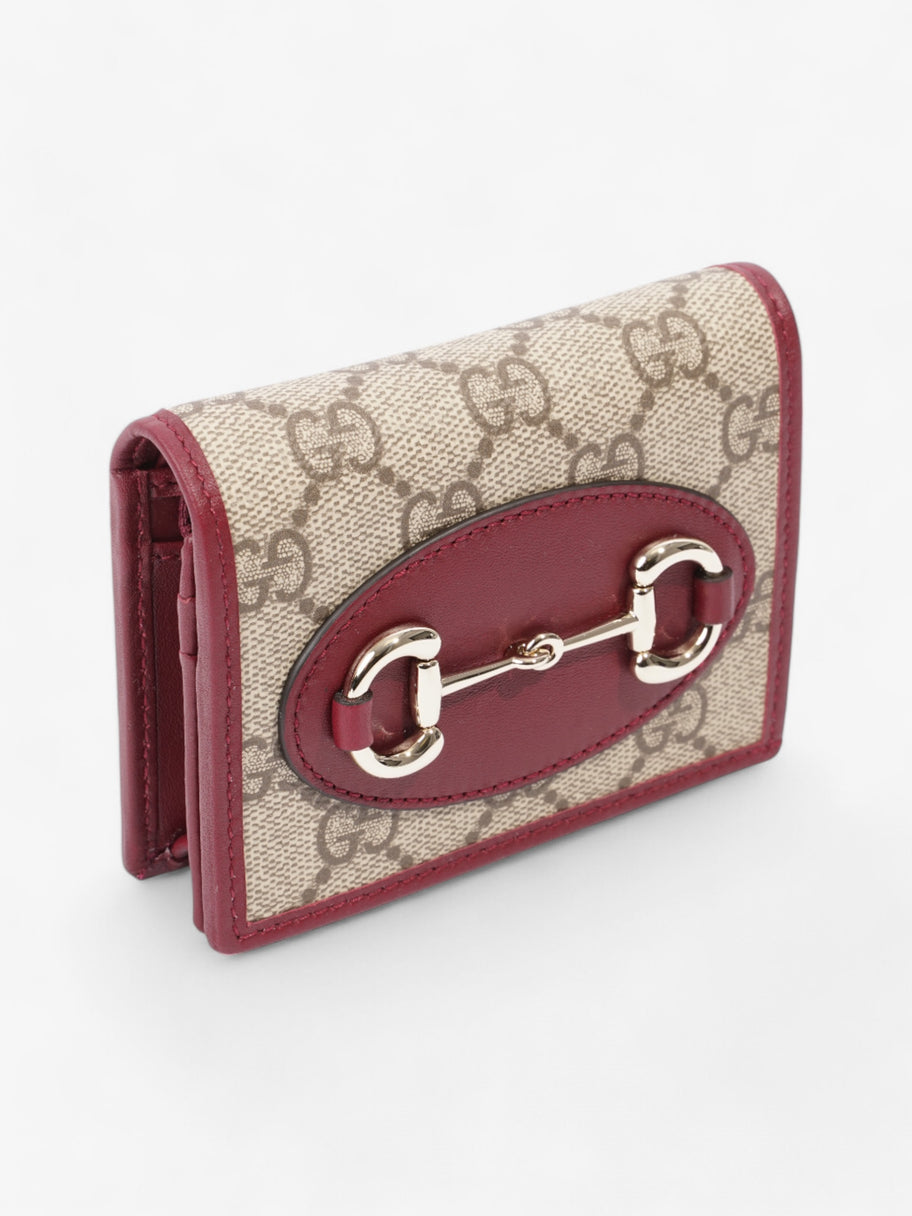 Gucci Horsebit 1955 Wallet GG Supreme / Maroon / Light Gold Canvas Image 6