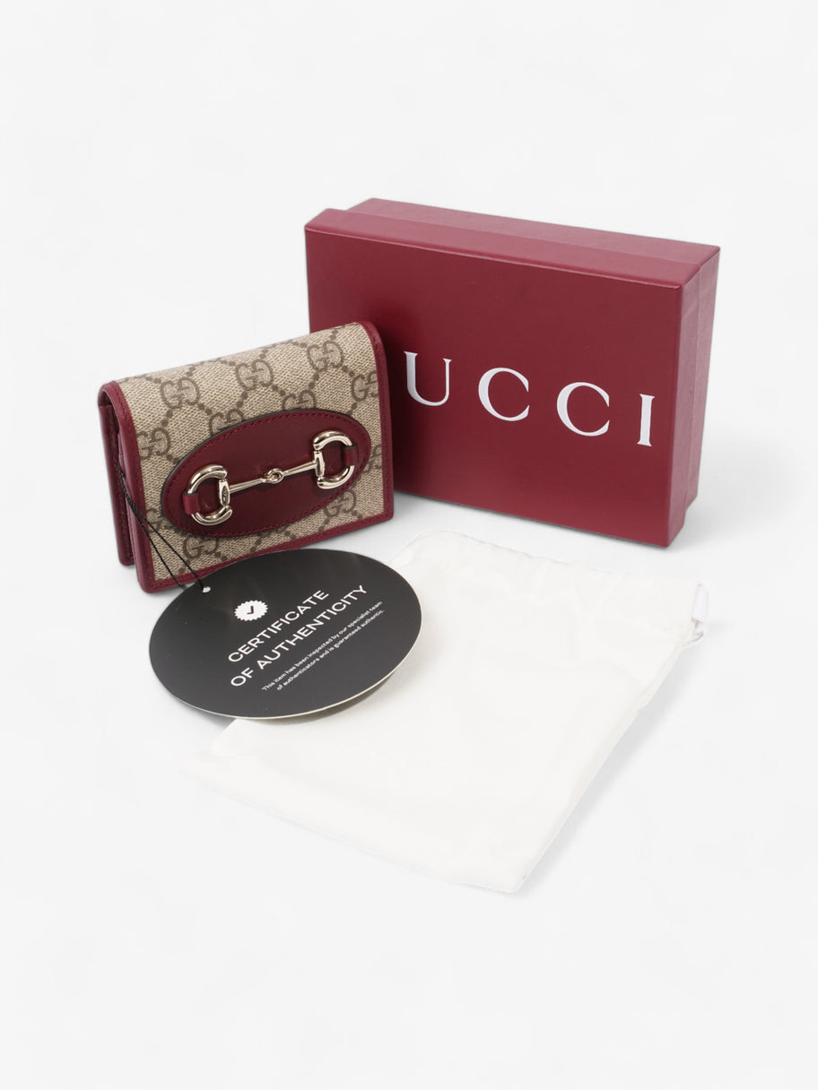 Gucci Horsebit 1955 Wallet GG Supreme / Maroon / Light Gold Canvas Image 9