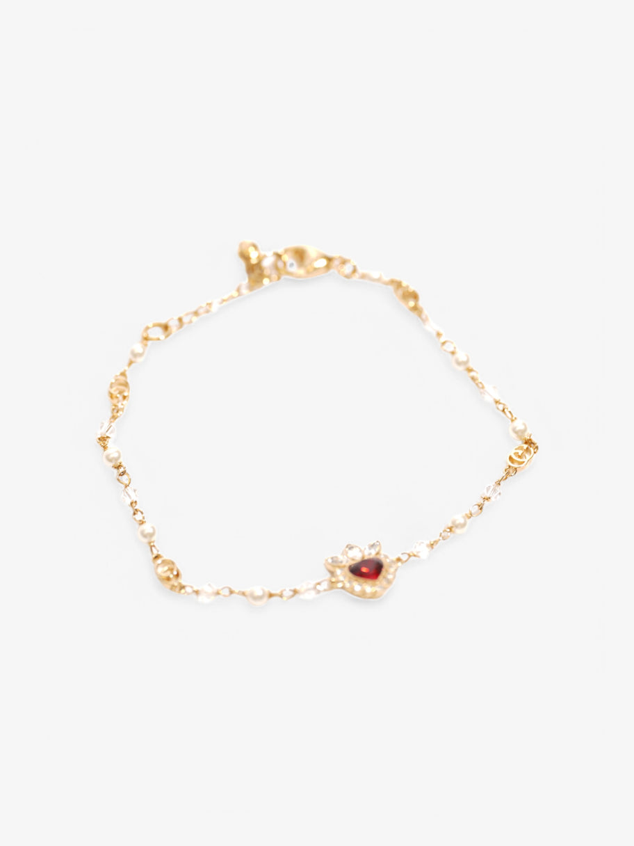 Gucci Crystal Heart Bracelet Gold / Ruby Base Metal Image 2