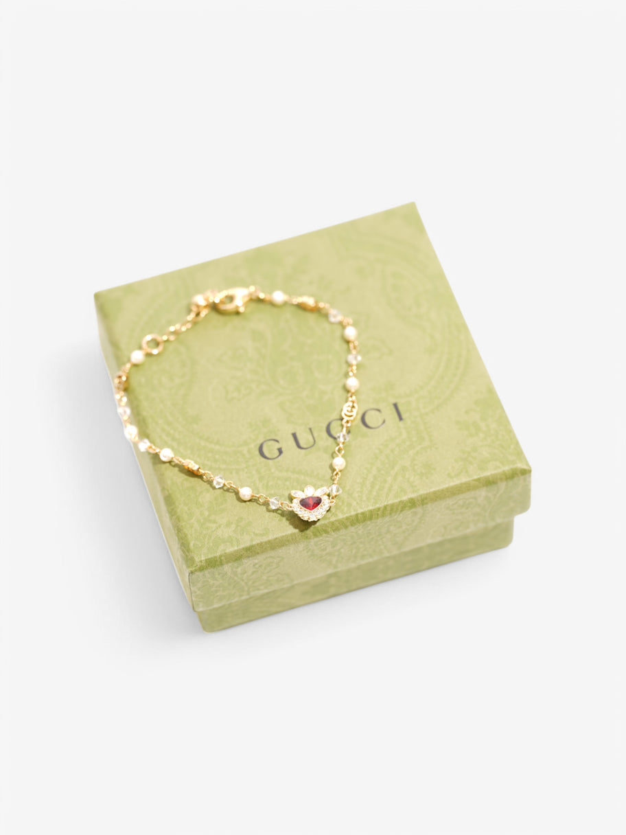 Gucci Crystal Heart Bracelet Gold / Ruby Base Metal Image 6