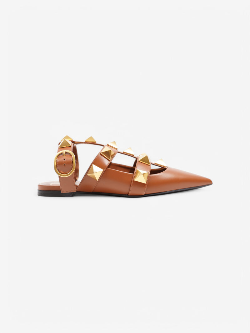  Valentino Rockstud Flats Tan Leather EU 47 UK 4