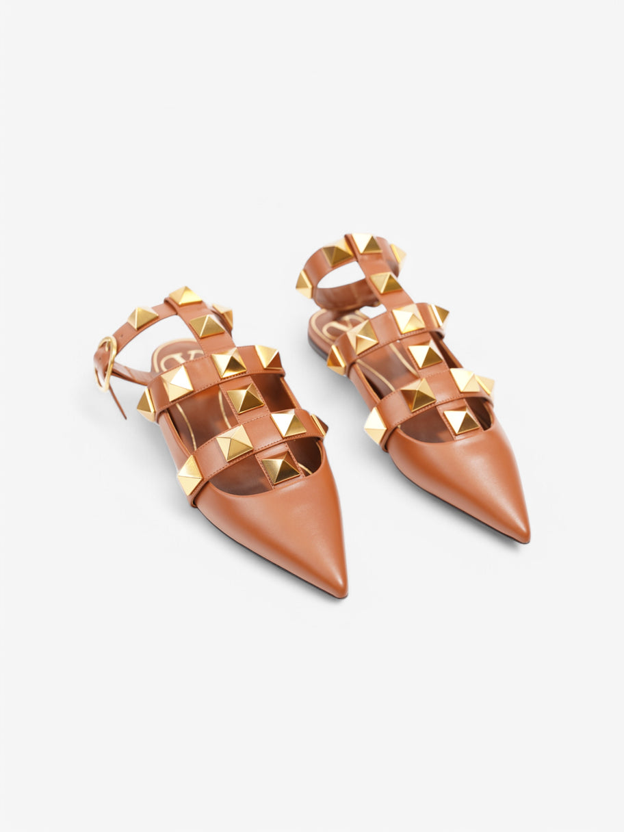 Valentino Rockstud Flats Tan Leather EU 47 UK 4 Image 2