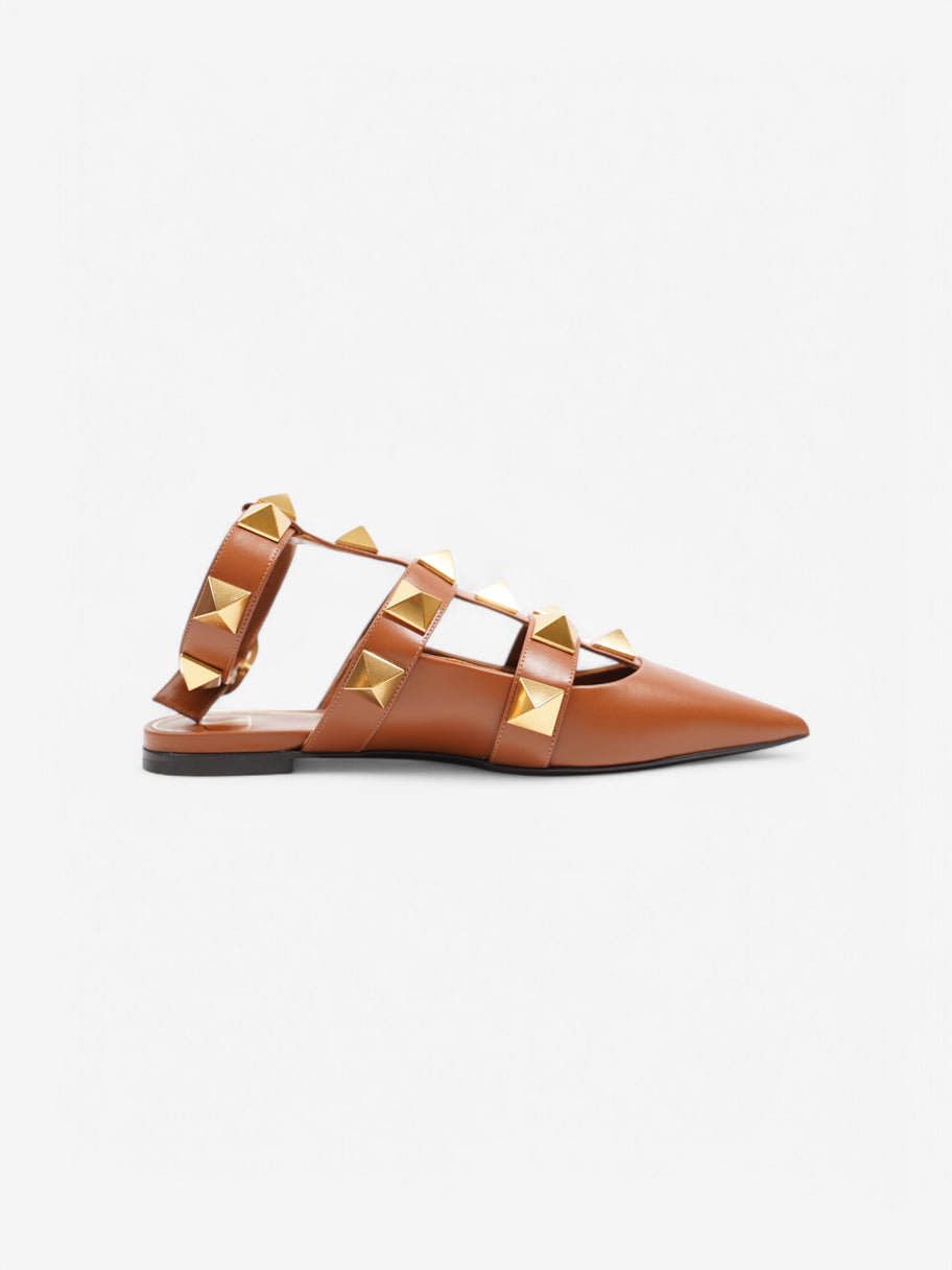 Valentino Rockstud Flats Tan Leather EU 47 UK 4 Image 4