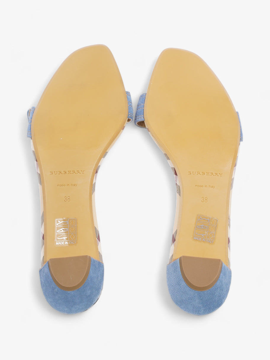 Burberry Suede Buckle Sandals Beige Checkered / Blue Suede EU 38 UK 5 Image 7