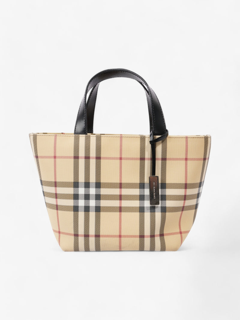  Burberry Check Tote House Check / Black Canvas Small