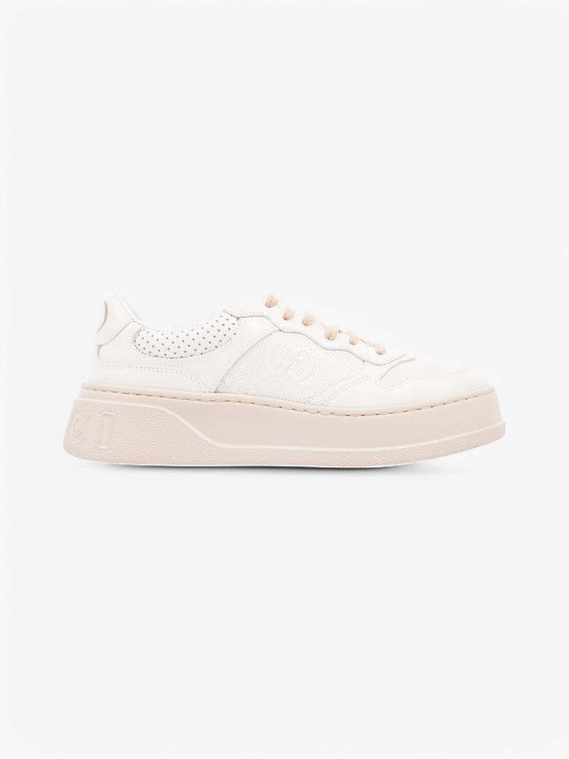  Gucci GG Embossed Chunky Sneakers White  / Pink Embossed Leather EU 37.5 UK 4.5