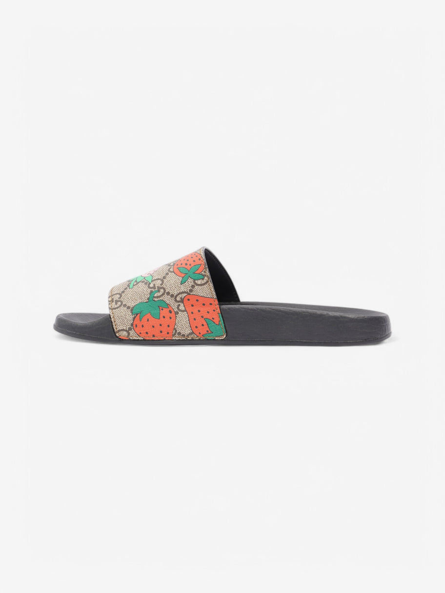 Gucci GG Supreme Strawberry Slides Beige  / Red / Pink Coated Canvas EU 37 UK 4 Image 3
