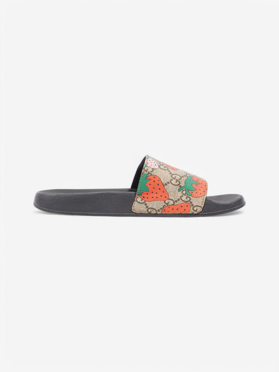 Gucci GG Supreme Strawberry Slides Beige  / Red / Pink Coated Canvas EU 37 UK 4 Image 4