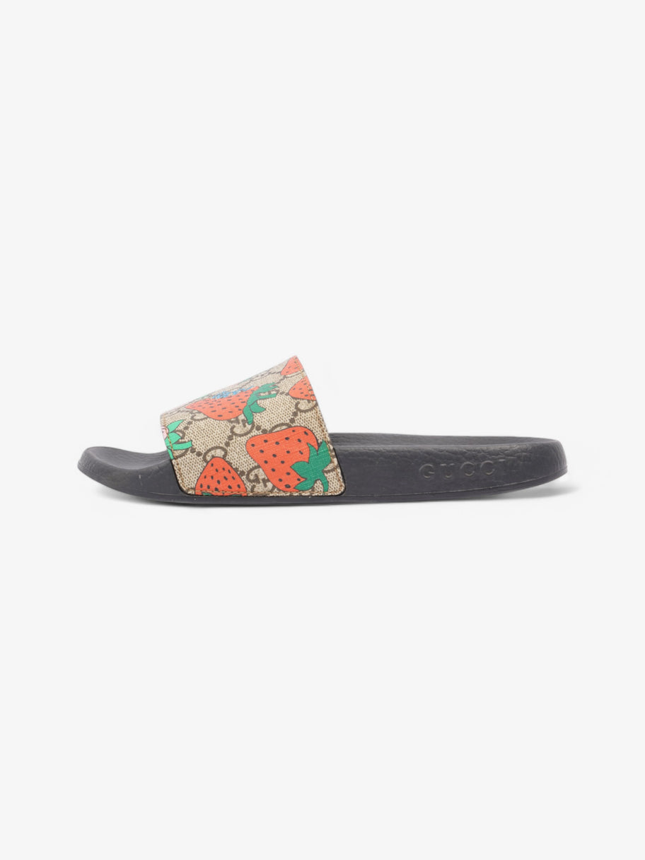 Gucci GG Supreme Strawberry Slides Beige  / Red / Pink Coated Canvas EU 37 UK 4 Image 5