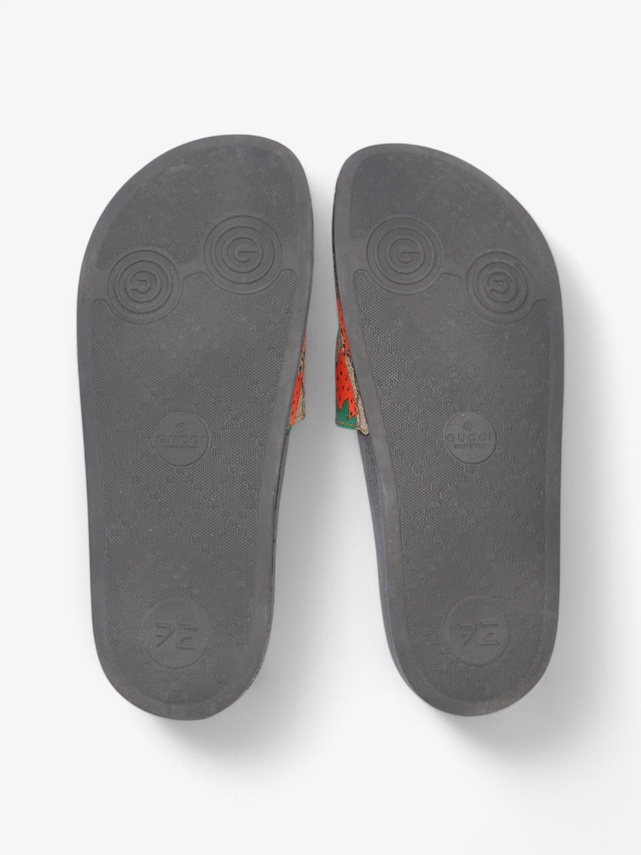 Gucci GG Supreme Strawberry Slides Beige  / Red / Pink Coated Canvas EU 37 UK 4 Image 7