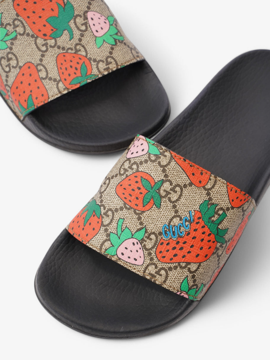 Gucci GG Supreme Strawberry Slides Beige  / Red / Pink Coated Canvas EU 37 UK 4 Image 8