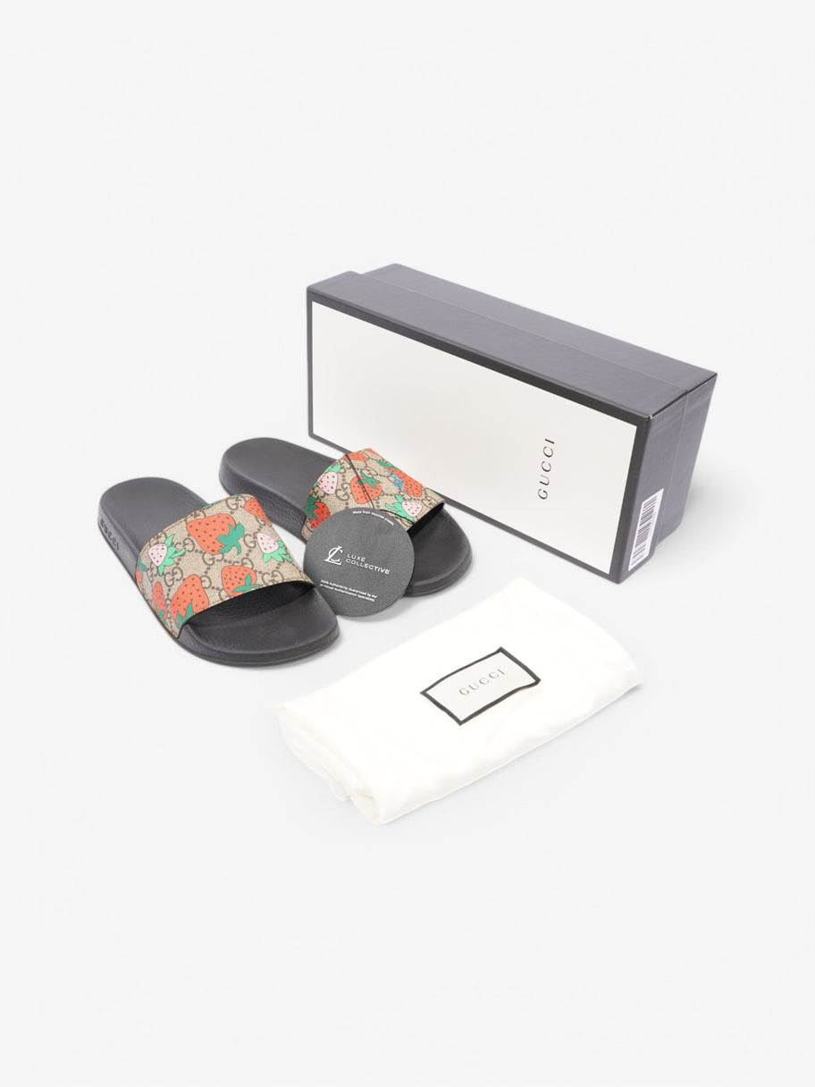Gucci GG Supreme Strawberry Slides Beige  / Red / Pink Coated Canvas EU 37 UK 4 Image 9