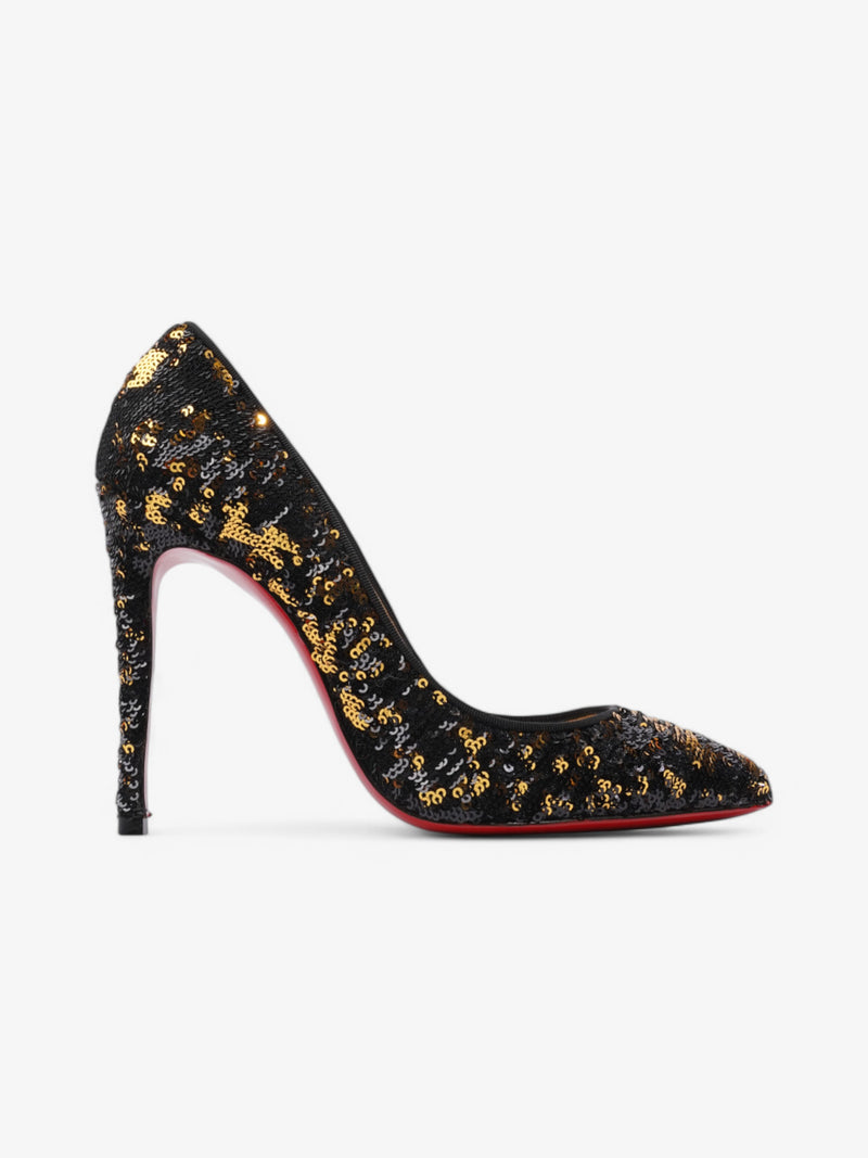  Christian Louboutin Pigalle Follies  100 Black / Gold Sequin EU 37 UK 4