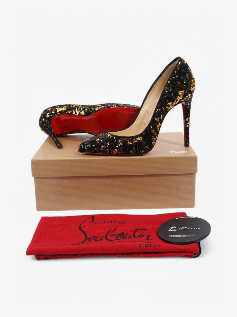 Christian Louboutin Pigalle Follies  100 Black / Gold Sequin EU 37 UK 4 Image 10