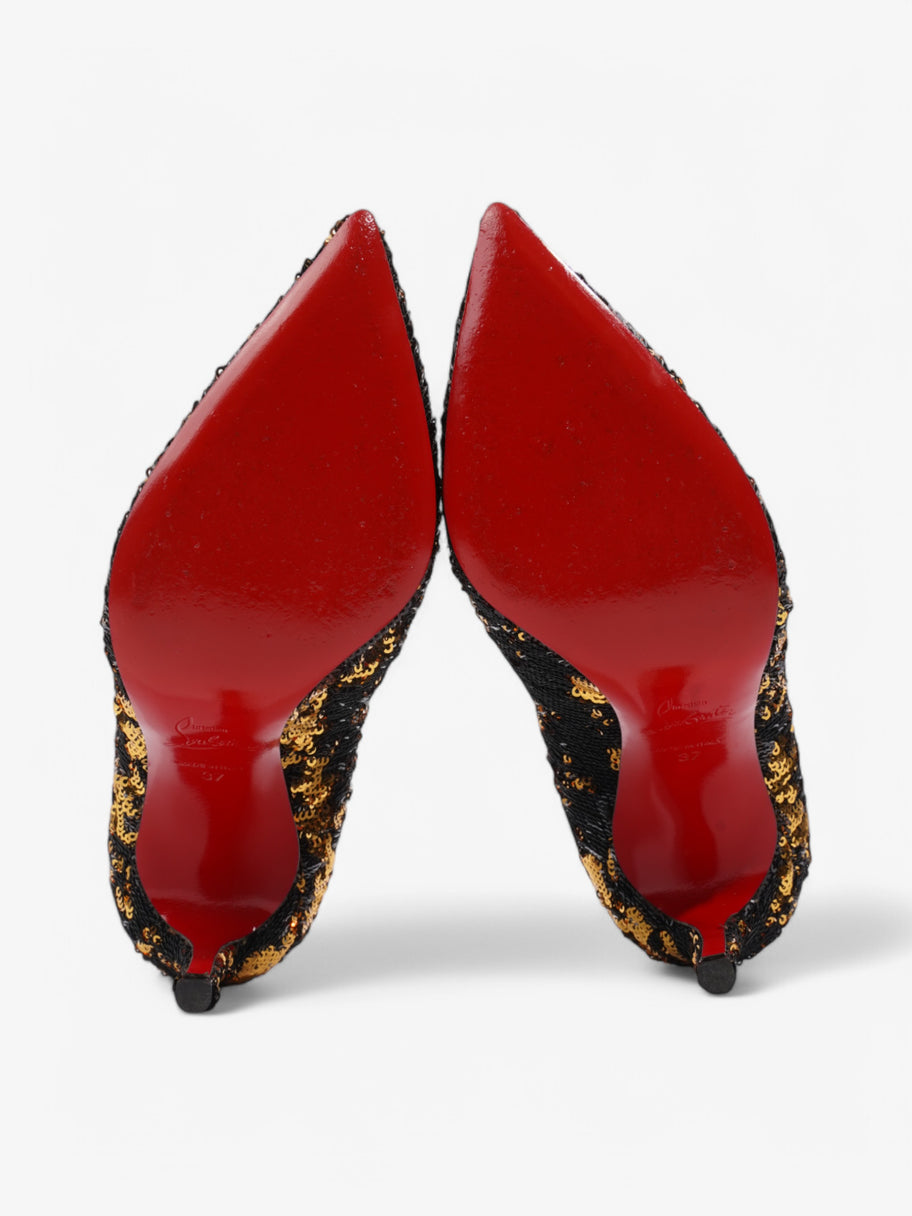 Christian Louboutin Pigalle Follies  100 Black / Gold Sequin EU 37 UK 4 Image 7