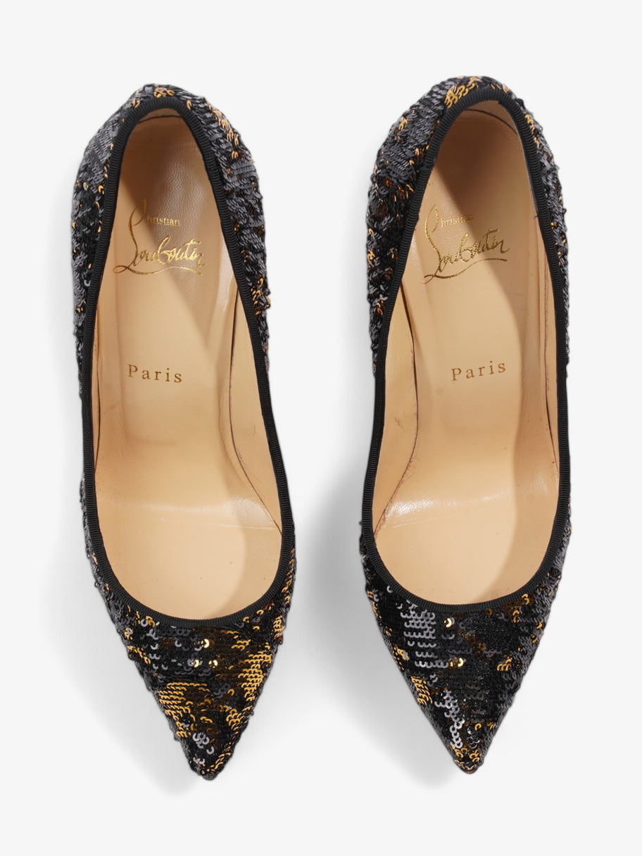 Christian Louboutin Pigalle Follies  100 Black / Gold Sequin EU 37 UK 4 Image 8
