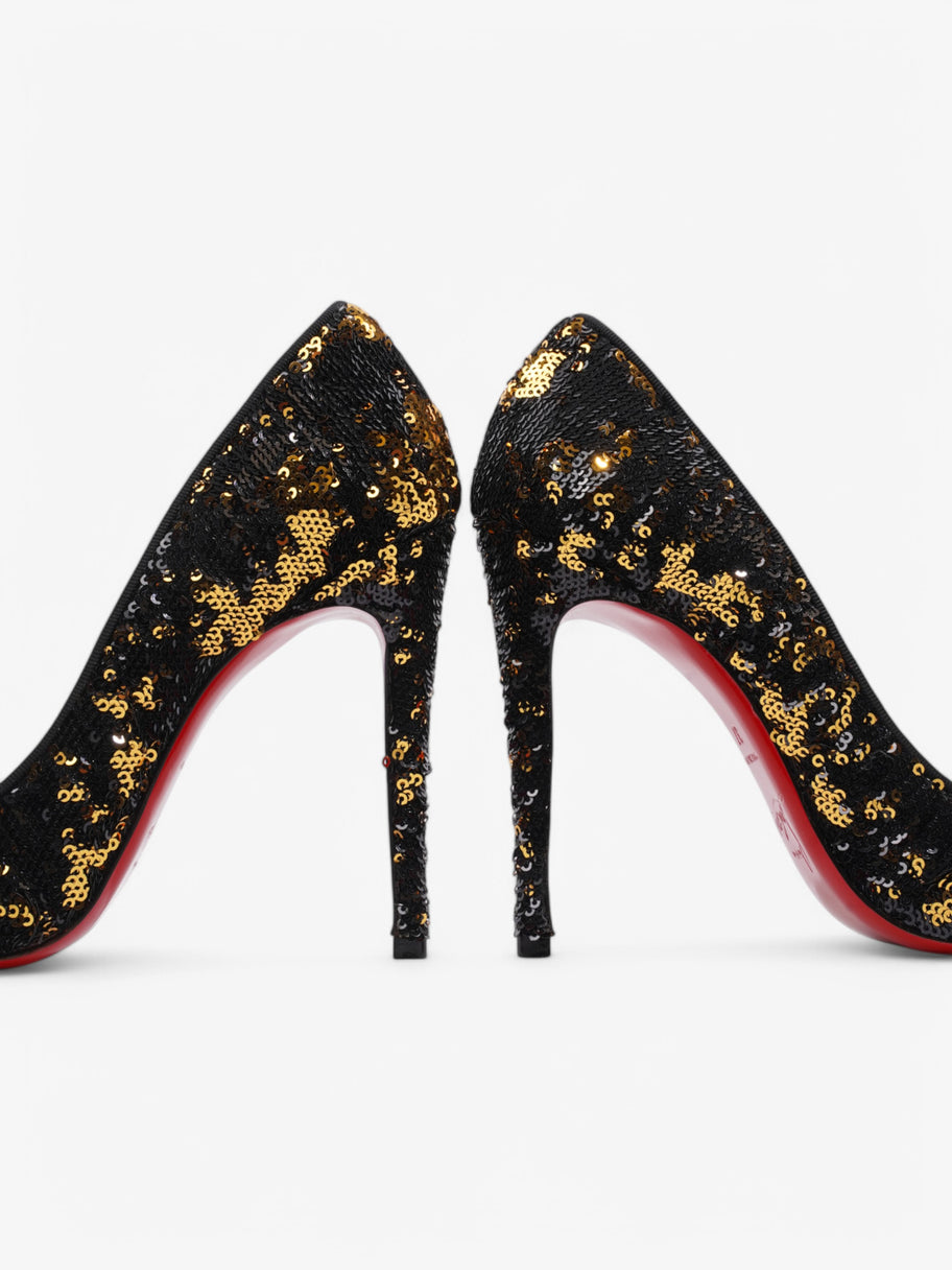 Christian Louboutin Pigalle Follies  100 Black / Gold Sequin EU 37 UK 4 Image 9
