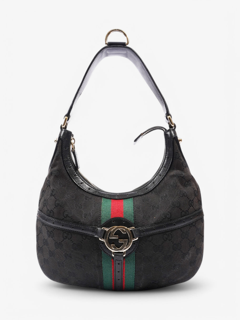 Gucci Jackie 1961 GG Shoulder Bag Black / Red / Green Canvas Image 1