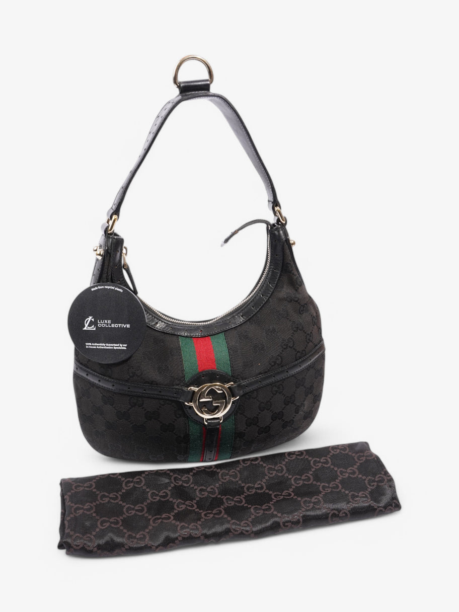 Gucci Jackie 1961 GG Shoulder Bag Black / Red / Green Canvas Image 10