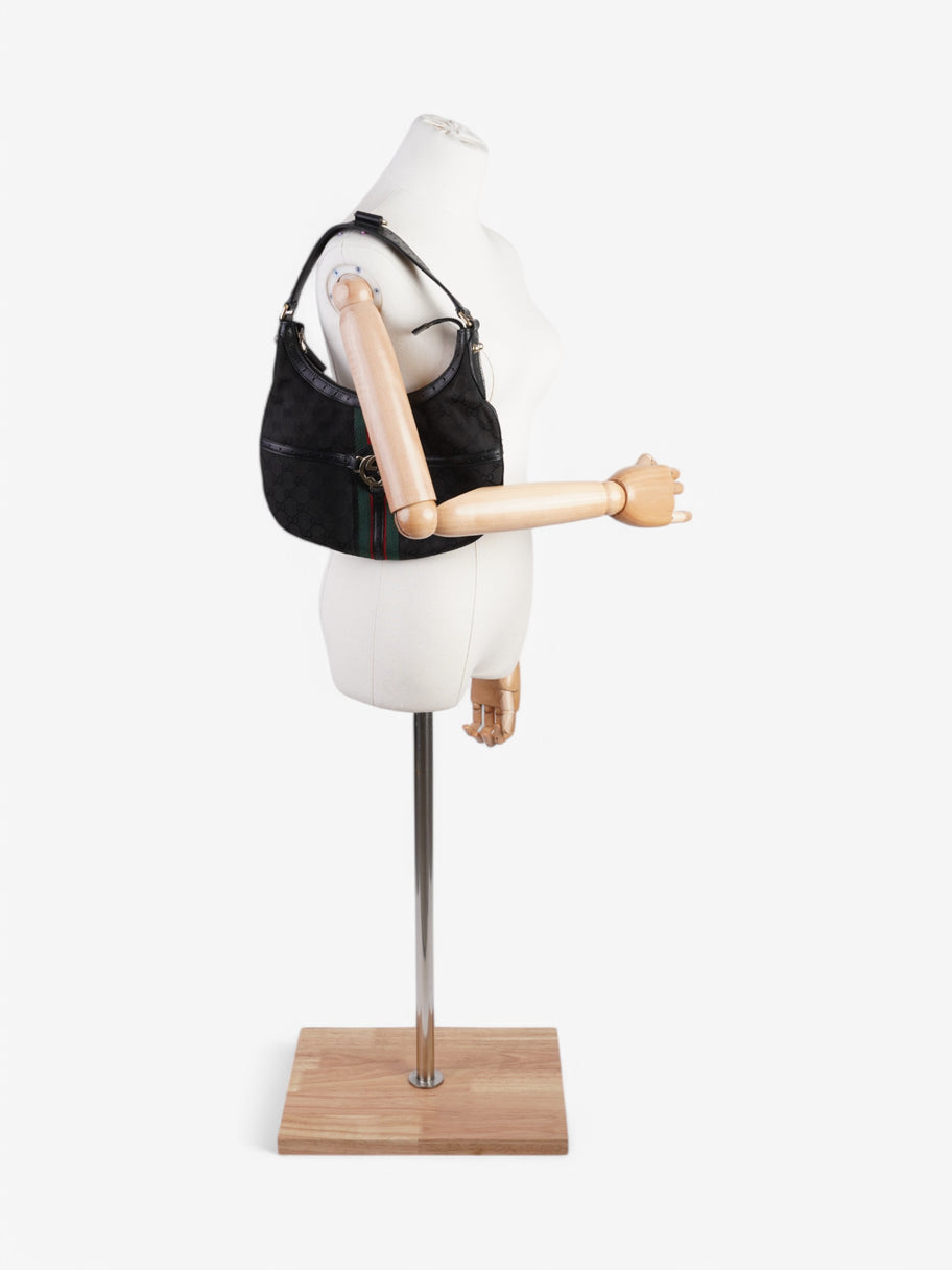 Gucci Jackie 1961 GG Shoulder Bag Black / Red / Green Canvas Image 2