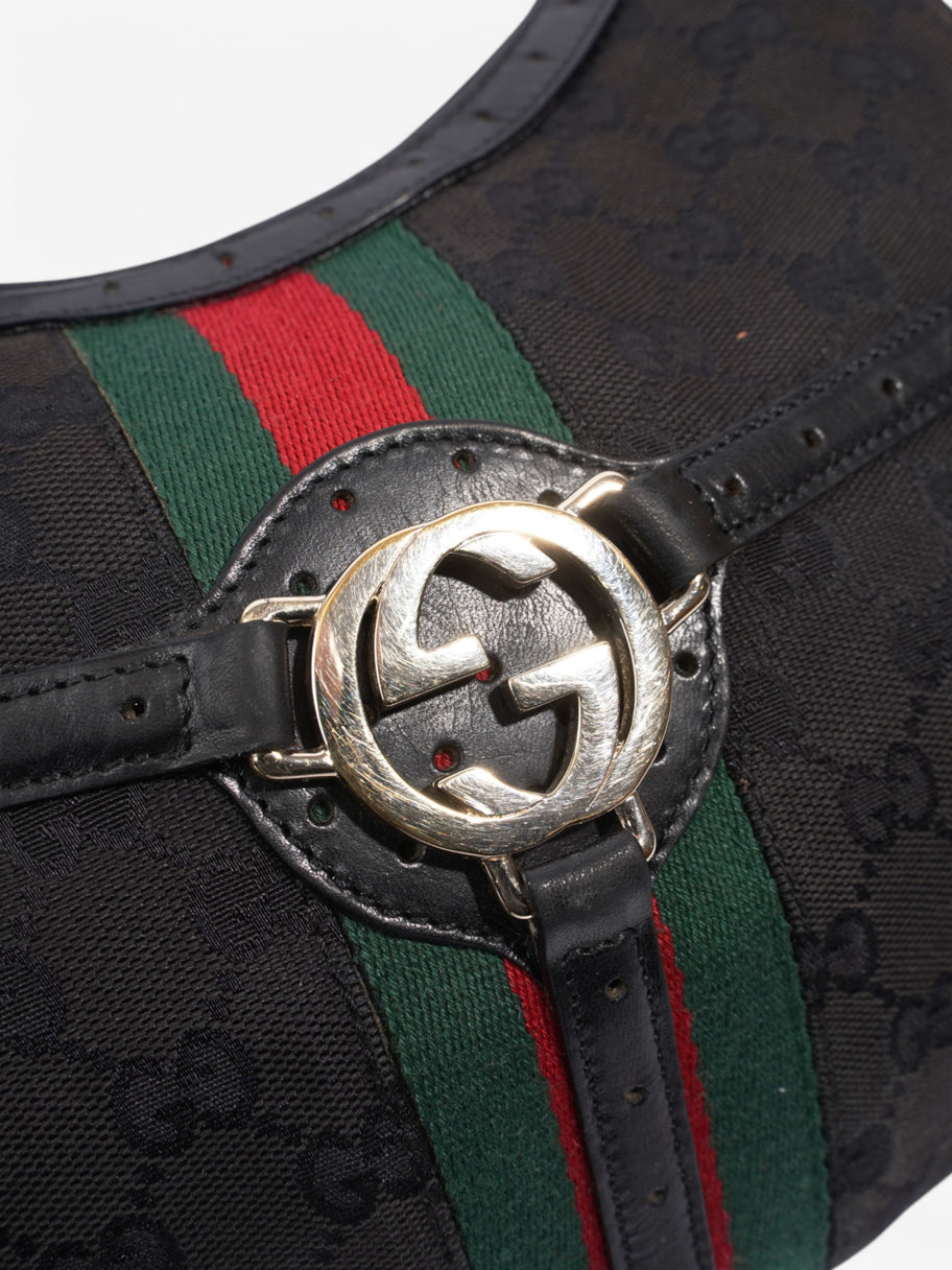 Gucci Jackie 1961 GG Shoulder Bag Black / Red / Green Canvas Image 7