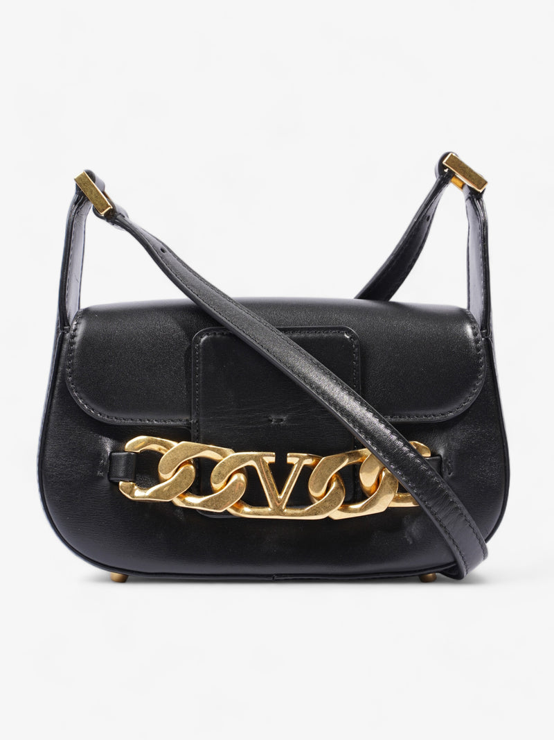  VLogo Chain Shoulder Black Leather
