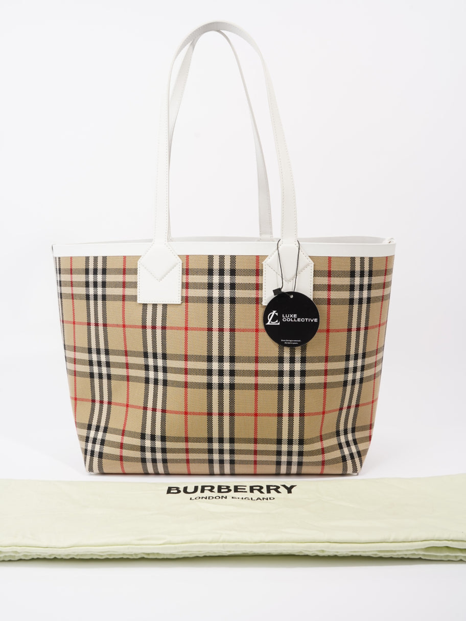 Burberry London Check Tote Bag Vintage Check / White Fabric Medium Image 10