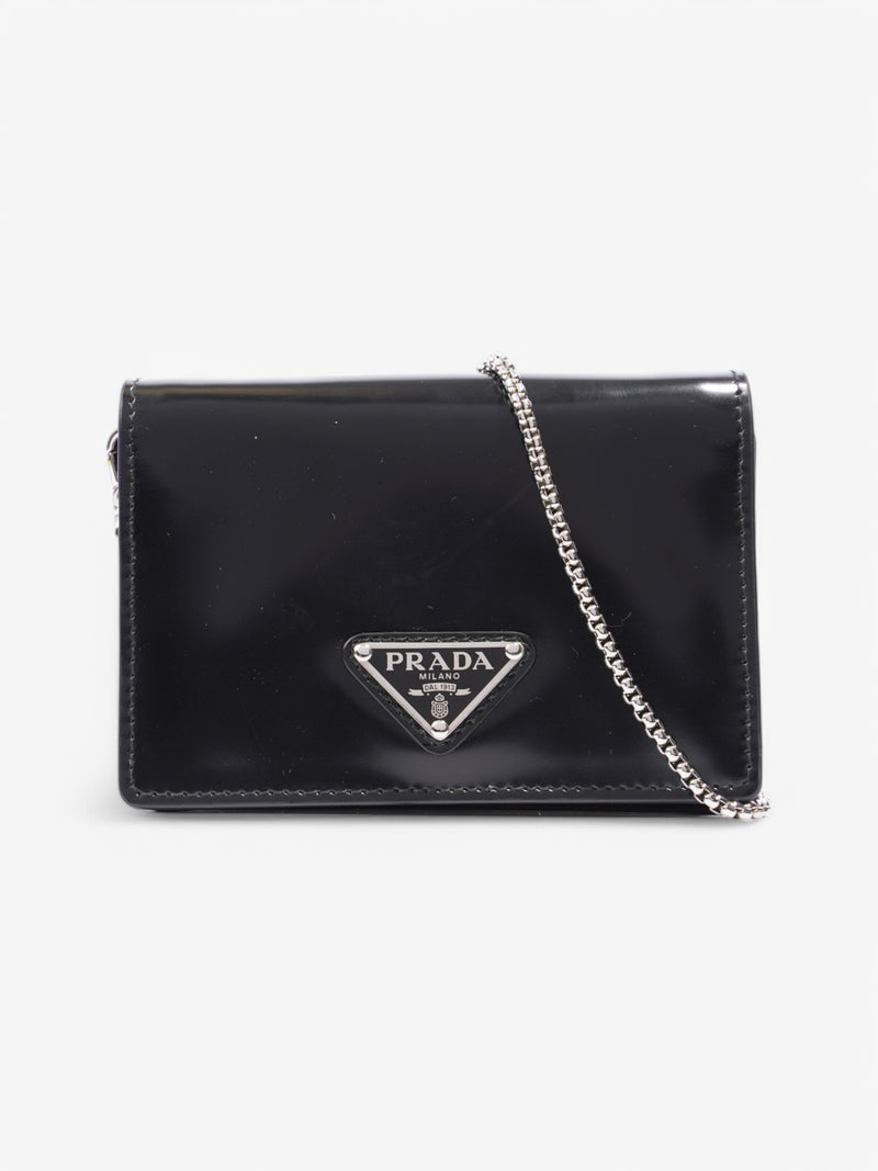 Prada Card Holder With Shoulder Strap Black Leather