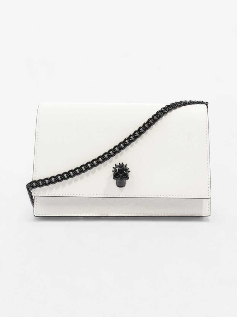  Alexander McQueen Skull Crossbody Bag White  / Black Leather
