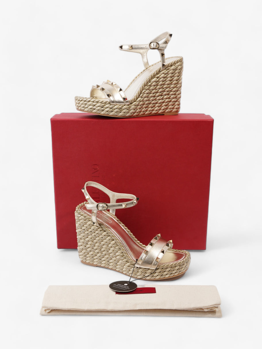Valentino Rockstud Wedges 120mm Champagne Leather EU 39 UK 6 Image 11