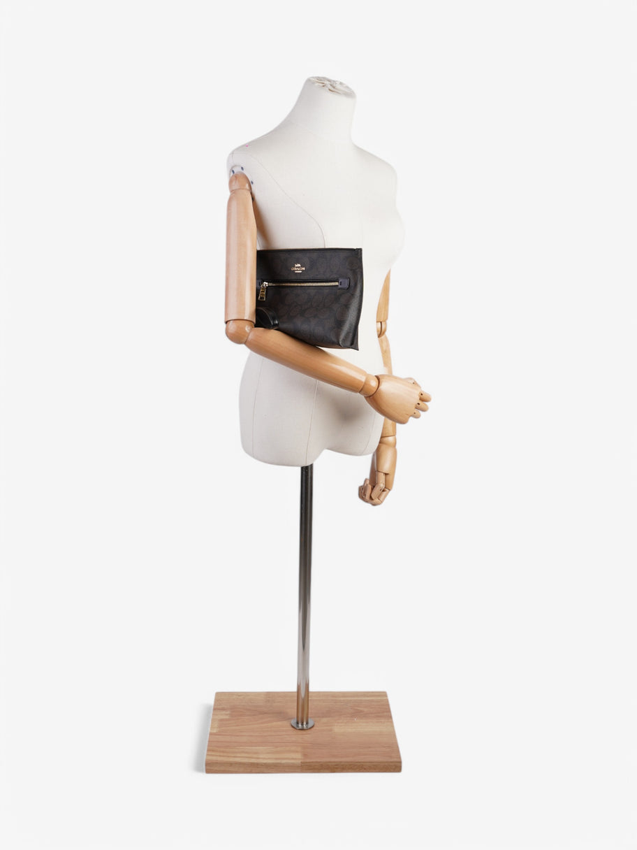 Coach Wristlet Pouch Brown Coated Canvas Image 2