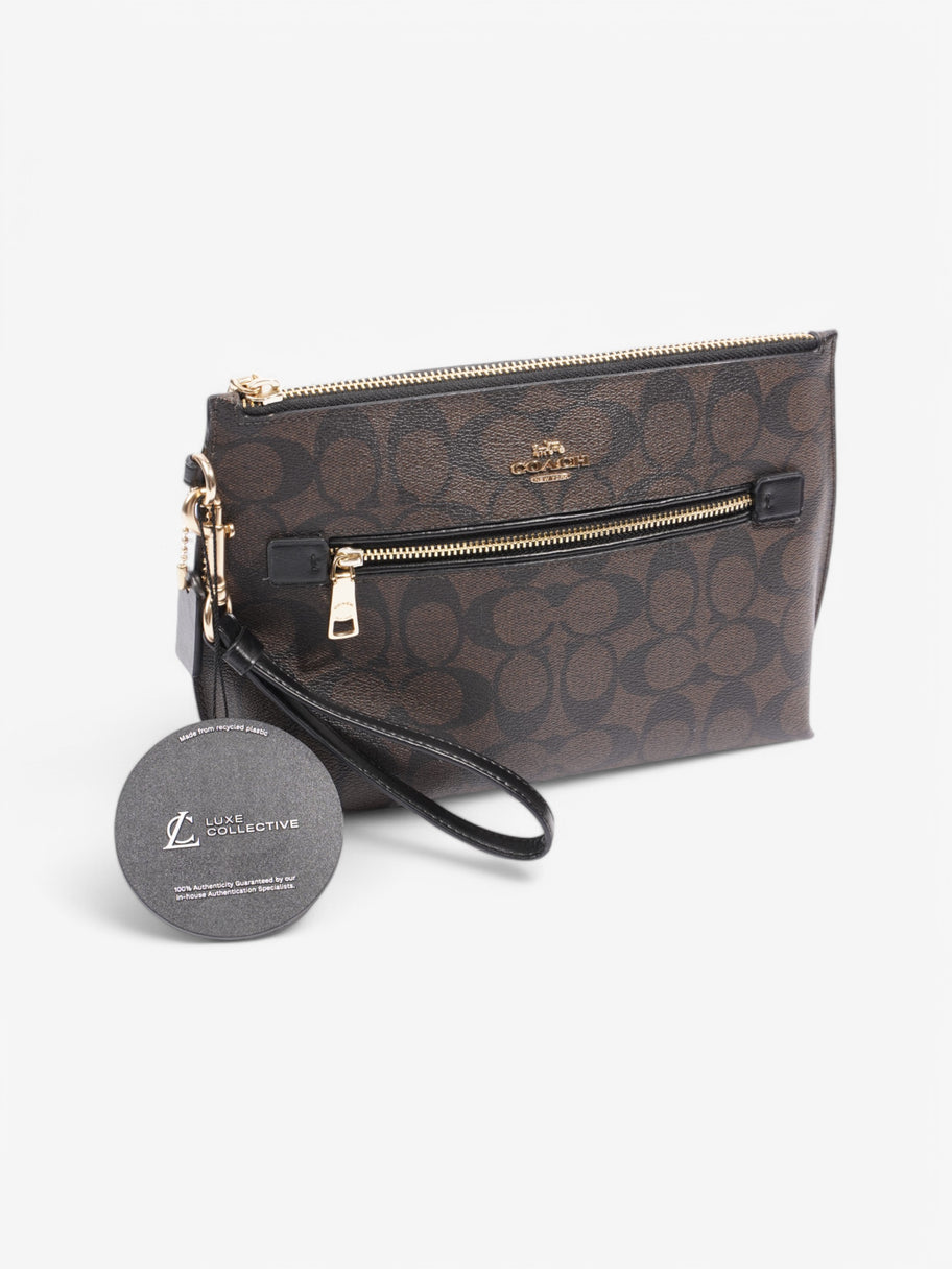Coach Wristlet Pouch Brown Coated Canvas Image 9