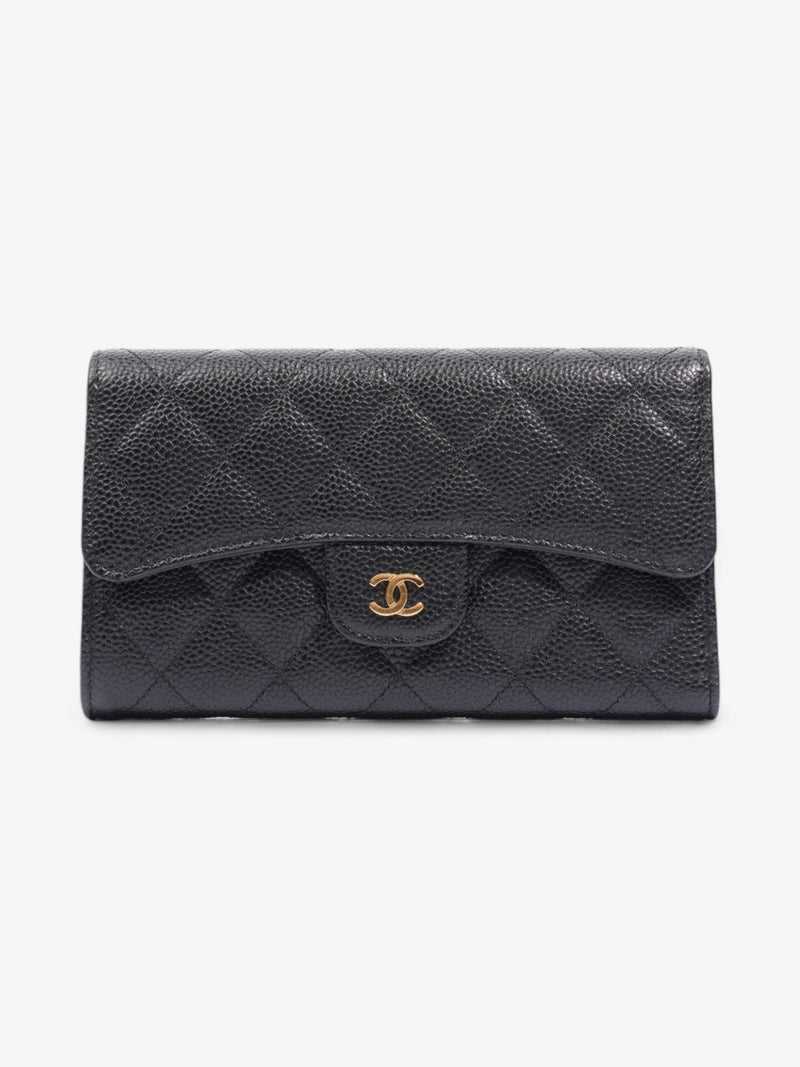  Chanel CC Flap Continental Wallet Black / Gold Caviar Leather