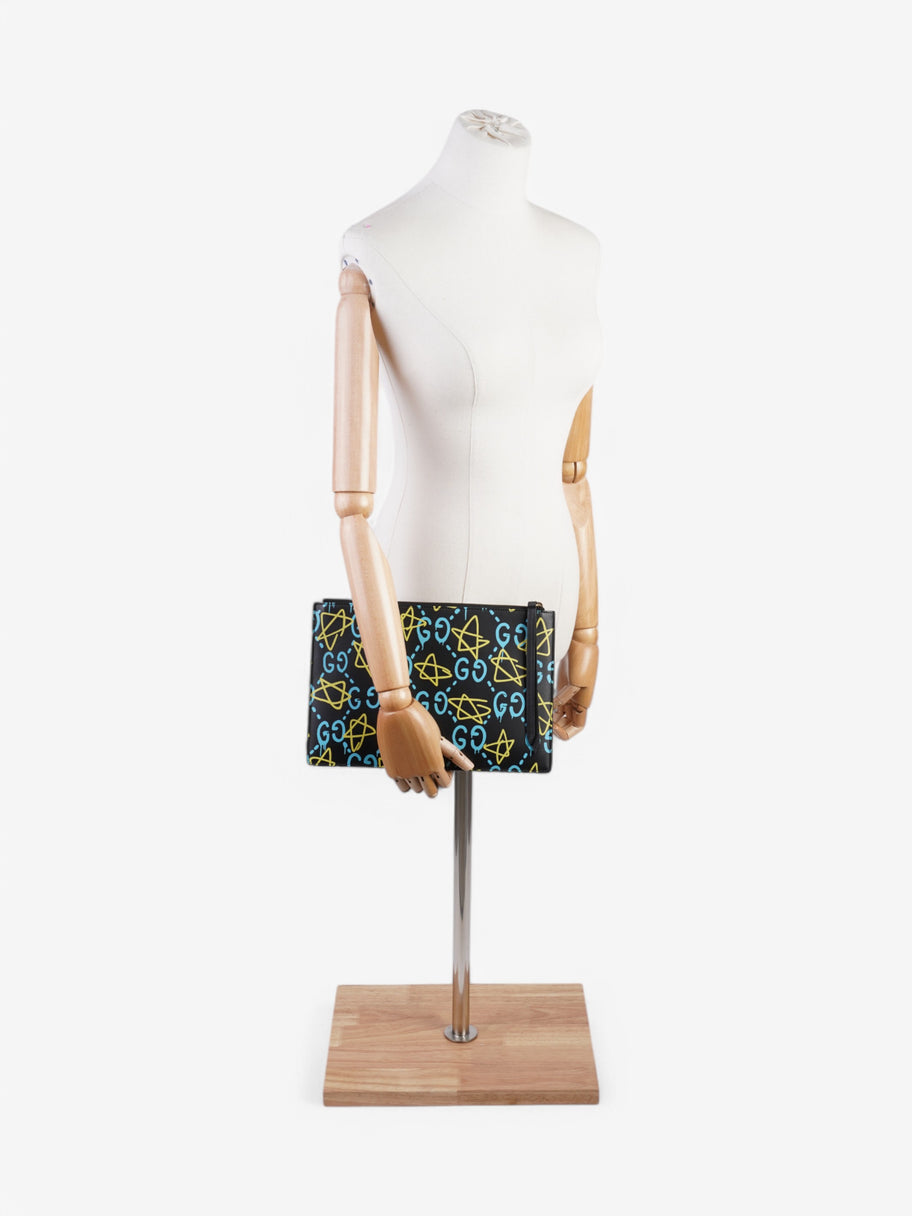 Gucci Ghost Clutch Black / Blue / Yellow Calfskin Leather Image 2