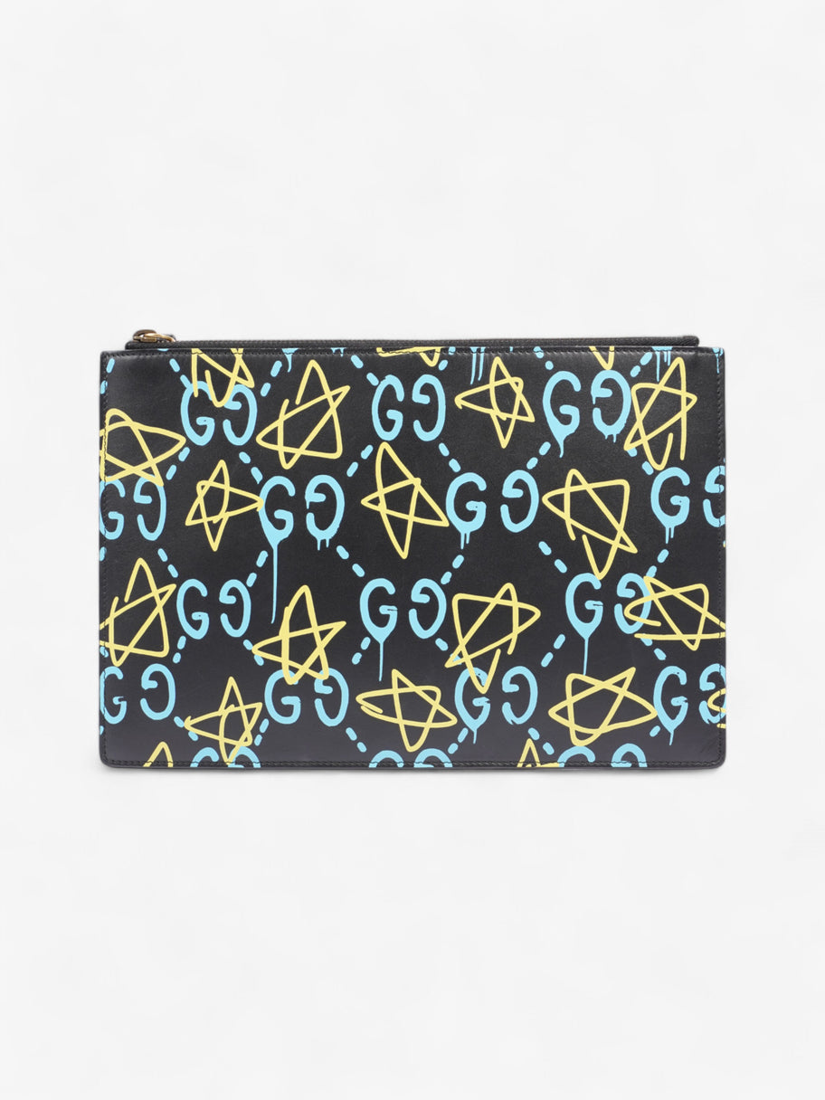 Gucci Ghost Clutch Black / Blue / Yellow Calfskin Leather Image 3