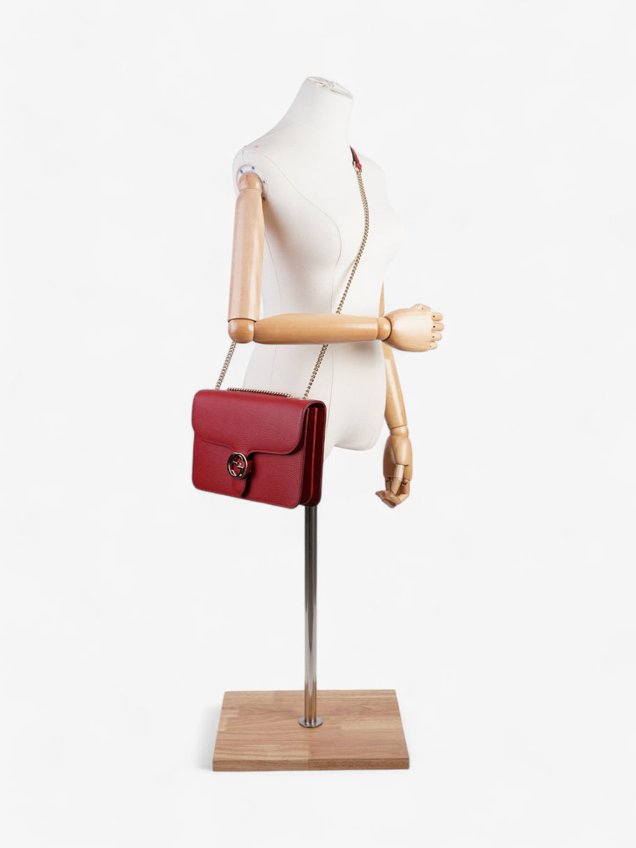 Gucci Dollar Interlocking G Red Calfskin Leather Medium Image 2