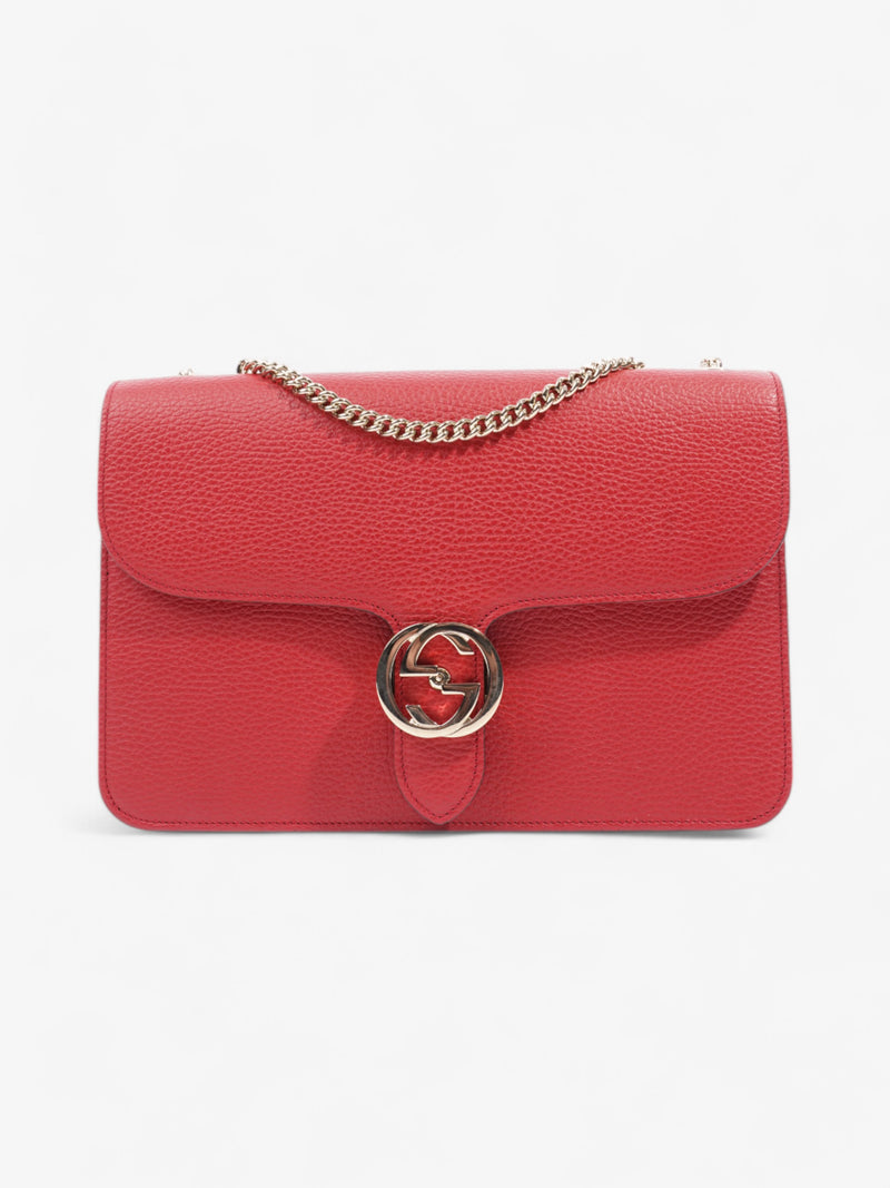  Gucci Dollar Interlocking G Red Calfskin Leather Medium