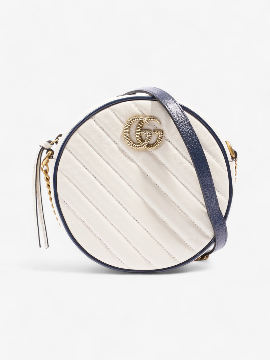 Gucci GG Marmont Round White / Navy Blue Matelasse Leather Image 1