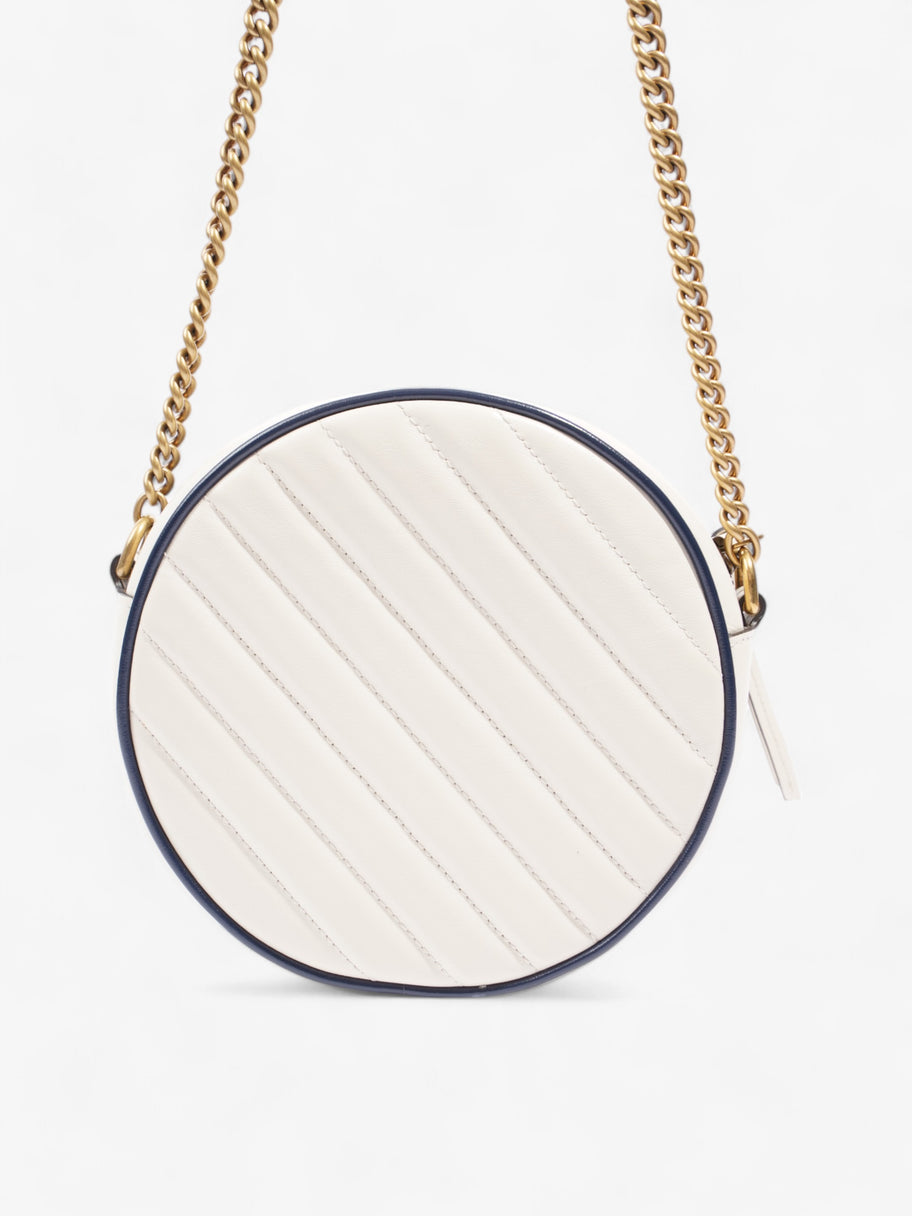Gucci GG Marmont Round White / Navy Blue Matelasse Leather Image 4