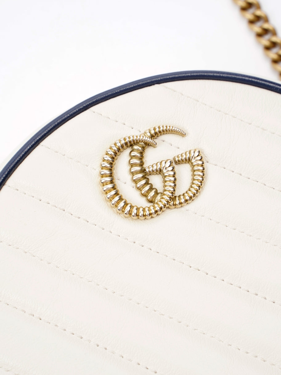 Gucci GG Marmont Round White / Navy Blue Matelasse Leather Image 7