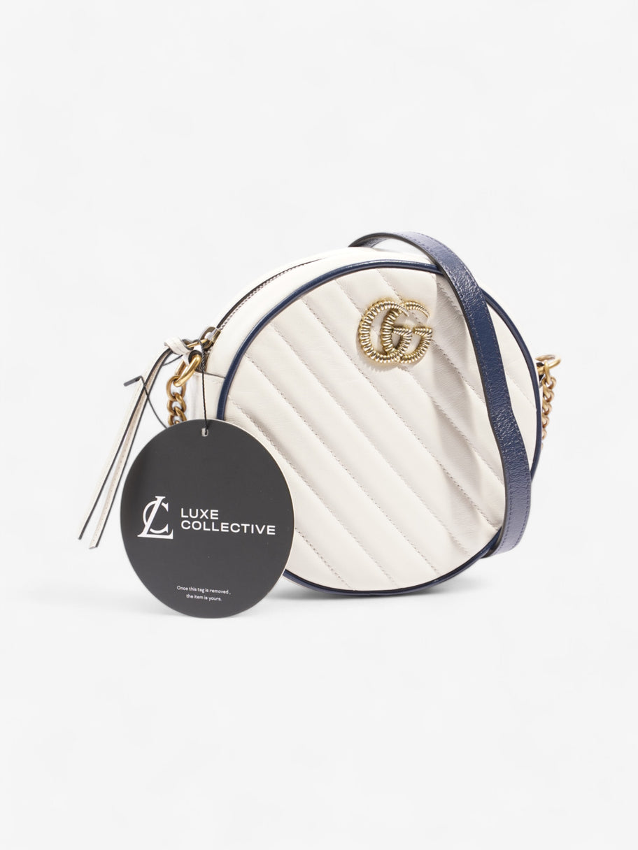 Gucci GG Marmont Round White / Navy Blue Matelasse Leather Image 9