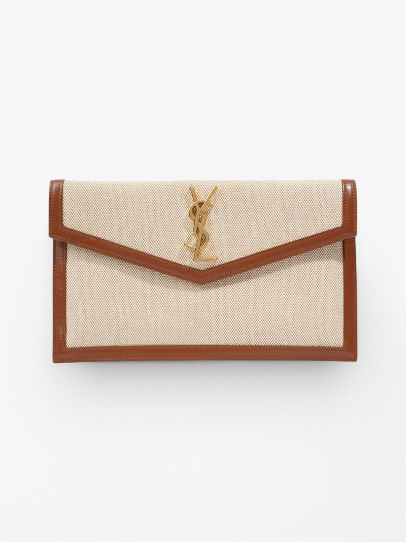  Saint Laurent Uptown Pouch Beige / Brown Canvas